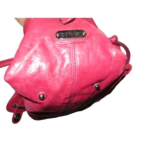 Botkier Bianca Red Italian Distressed Leather Satchel Weekender Duffle - Picture 12 of 14